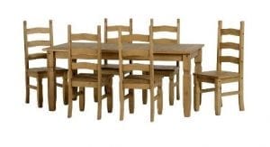 Mexican Pine Dining Set With 6ft Table