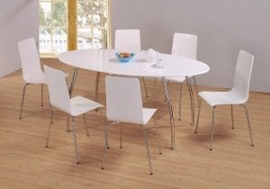 Fiji High Gloss In White Oval Dining Set