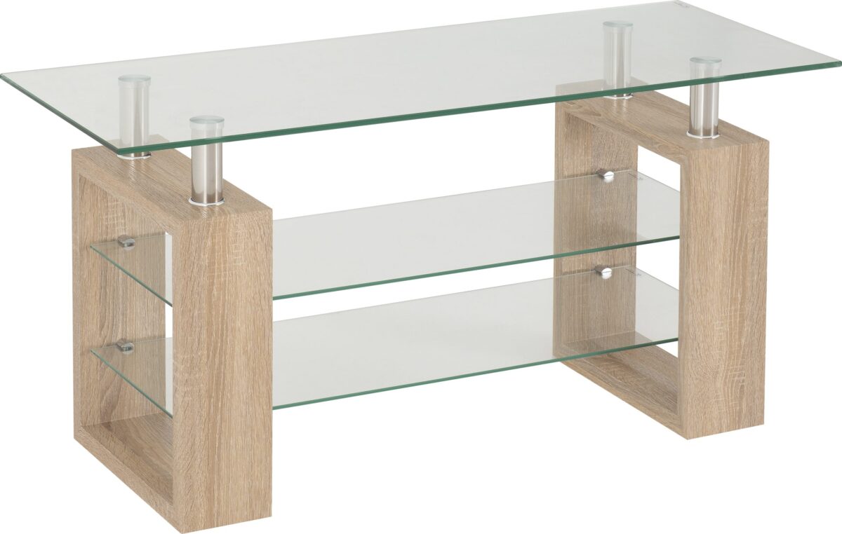 MILAN TV UNIT LIGHT SONOMA OAKGLASS