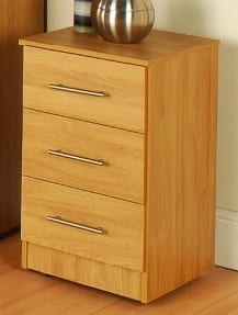 rimini oak 3 drawer bedside