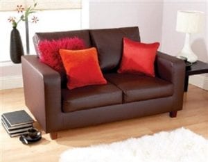 Faux Leather Chestfield Sofa In Brown