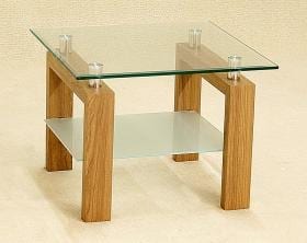 Adina Lamp Table With Clear Glass & Oak Legs