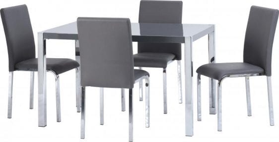 Charisma Grey and Gloss Table with 4 Chairs