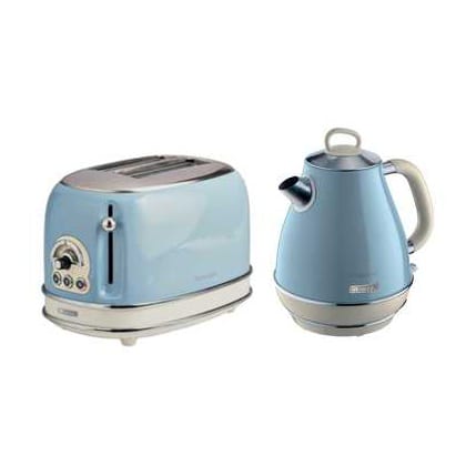 Vintage Blue Kettle & Toaster Set