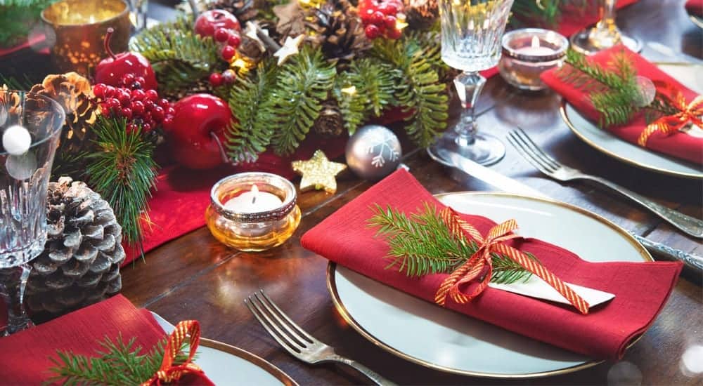 Christmas dinner table set