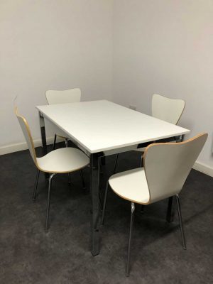 White Rectangular Table & Chairs
