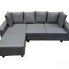 Leather Effect Chaise Sofa Grey