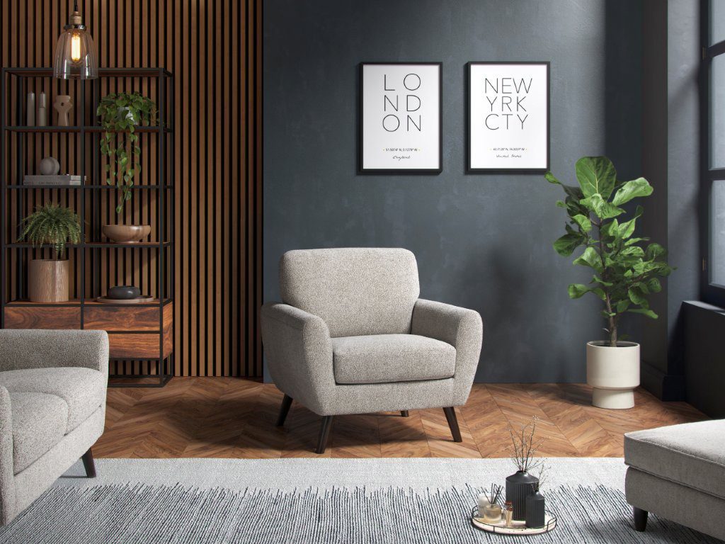 Boucle linen coloured armchair