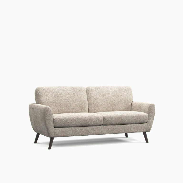Boucle linen coloured three seater sofa