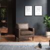 Brown armchair in a dark room